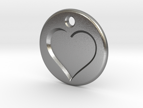 Inset Heart Pendent in Natural Silver