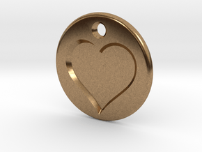 Inset Heart Pendent in Natural Brass