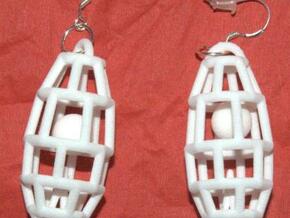 Cage earring - ball inside in White Natural Versatile Plastic