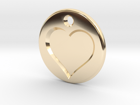 Inset Heart Pendent in 14k Gold Plated Brass