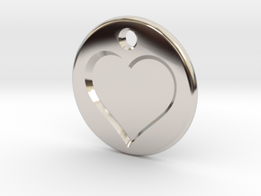 Inset Heart Pendent in Rhodium Plated Brass
