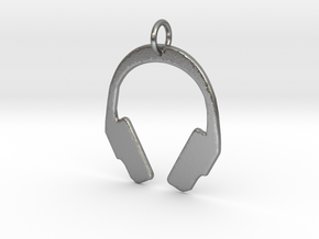 Headphones Precious Metal Pendant in Natural Silver