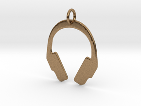 Headphones Precious Metal Pendant in Natural Brass