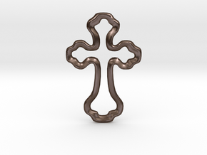 Delicate Open Cross Pendant in Polished Bronze Steel