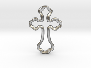 Delicate Open Cross Pendant in Natural Silver
