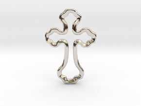 Delicate Open Cross Pendant in Platinum