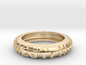 Custom Knobby Tire Ring (Ring Size: 9.5) in 14k Gold Plated Brass