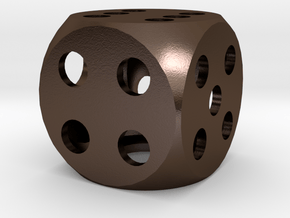 hollow dice made of metal - hohler Würfel Metall in Polished Bronze Steel