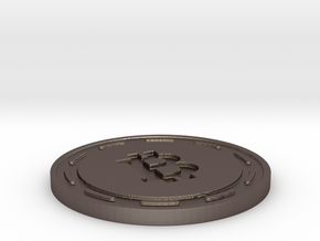 Bitcoin Themed Coaster in Polished Bronzed Silver Steel