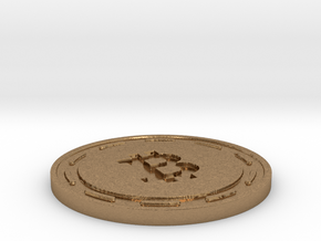 Bitcoin Themed Coaster in Natural Brass
