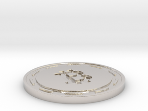 Bitcoin Themed Coaster in Rhodium Plated Brass