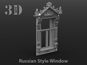 1/35 Russian style window - Design 1 in Tan Fine Detail Plastic