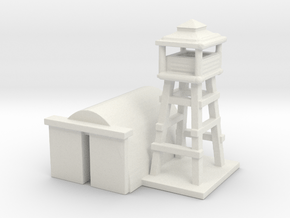 1/285 Airport Tower w/ Hanger in White Natural Versatile Plastic