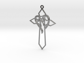 Personalised Heart Cross Earring in Fine Detail Polished Silver