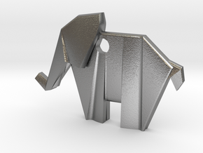 Origami elephant emphasis in Natural Silver