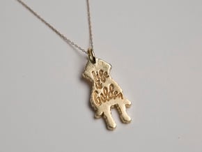 Goldendoodle Pendant in Natural Brass