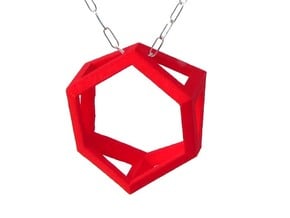 Trapezoid Ring Pendant in Red Processed Versatile Plastic