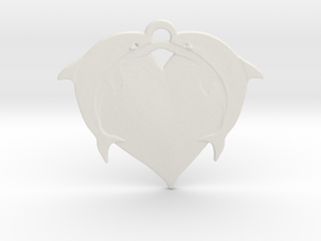 Dolphin Heart in White Natural Versatile Plastic
