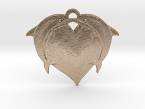Dolphin Heart in Polished Gold Steel