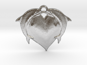 Dolphin Heart in Natural Silver