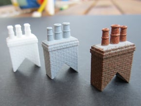 Chimney Types 1,2,3 & 4 OO Scale in White Natural Versatile Plastic