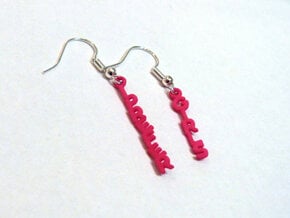 "I prefer girls" - Naughty messages earings in Pink Processed Versatile Plastic