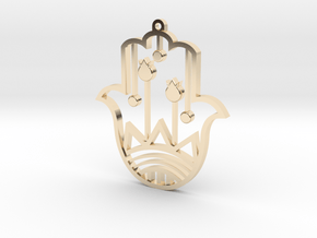 Pendant hamsa pomegranate in 14k Gold Plated Brass