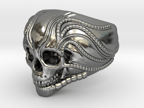 H.R Giger Skull Ring  in Polished Silver: 8.25 / 57.125