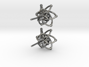 Carbon Atom Stud Earrings in Polished Silver