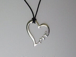 LOVE pendant in Polished Silver