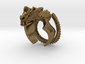 Flying scary Dragon ring in Natural Bronze: 5 / 49
