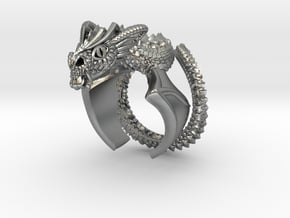 Flying scary Dragon ring in Natural Silver: 9 / 59