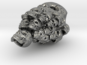 Nuclear Decimation: Skull Pendant in Natural Silver: Small