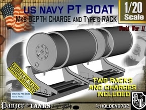 1/20 PT Boat Deep Charge w Rack Set001 in Tan Fine Detail Plastic
