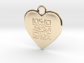 DRAW QR pendant - LOVE YOU in 14k Gold Plated Brass