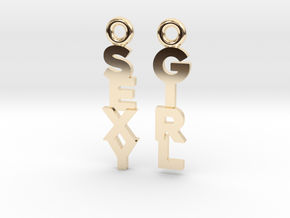 "Sexy Girl" - Naughty messages earings in 14k Gold Plated Brass: Medium