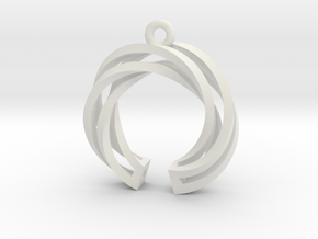 Twisted ring pendant with multiple branchs in White Premium Versatile Plastic