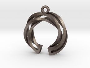 Twisted ring pendant with multiple branchs in Polished Bronzed Silver Steel
