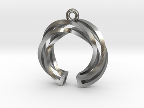 Twisted ring pendant with multiple branchs in Natural Silver