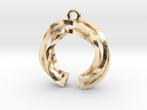Twisted ring pendant with multiple branchs in 14k Gold Plated Brass