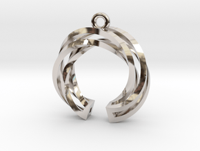 Twisted ring pendant with multiple branchs in Rhodium Plated Brass