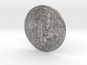 Bitcoin Coin in Natural Silver