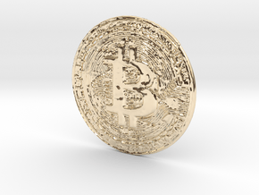 Bitcoin Coin in 14k Gold Plated Brass