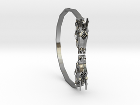 Geometric Dragon Bracelet in Polished Silver