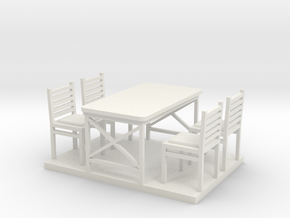 Waffle HouseTable and Chairs HO 87:1 Scale in White Natural Versatile Plastic