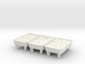 Pool Tables (3) HO 87:1 Scale in White Natural Versatile Plastic