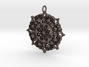 Geometric Flower Mandala  in Polished Bronzed Silver Steel