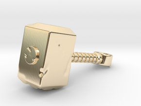 DAMAGED THOR HAMMER in 14k Gold Plated Brass