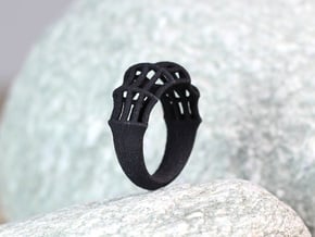 black parametric ring statement jewelry, wide ring in Black Natural Versatile Plastic: 6.75 / 53.375