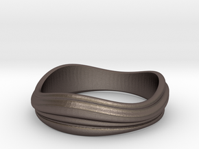 Ebb and Flow Ring No.2 - Size 7 in Polished Bronzed Silver Steel